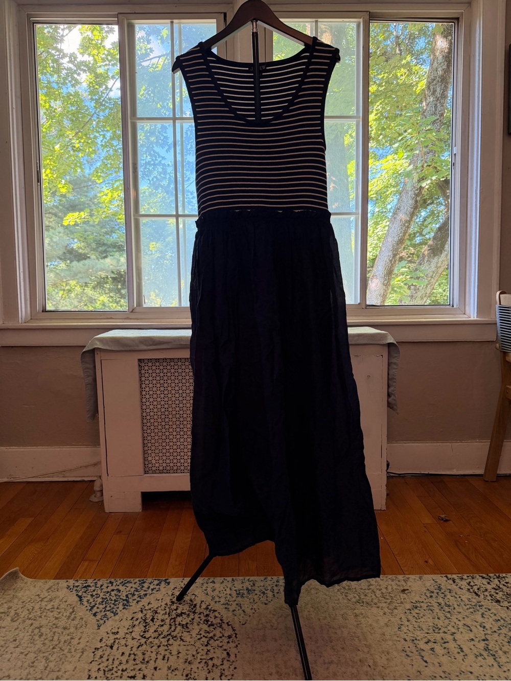 J. Crew Navy and White Striped Knit Maxi Dress